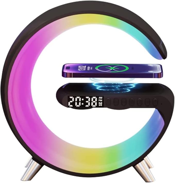 KDRL Bluetooth Speaker with Wireless Charger, RGB Lamp, Clock & App Control