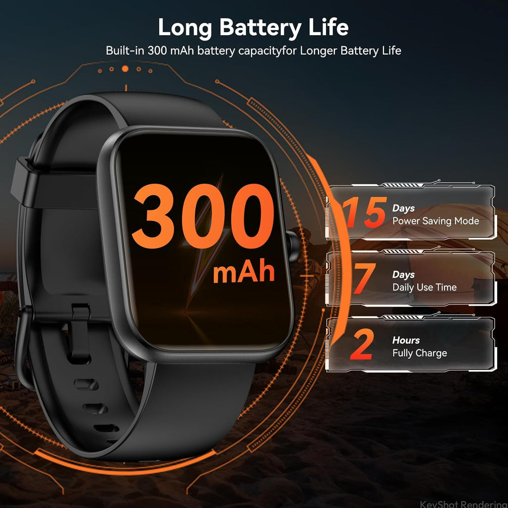 Smartwatch with Alexa, 1.83" HD display, fitness tracking, calls, 120+ sports modes, waterproof.